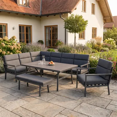 Produktbild von bellavista - Home&Garden® Ecklounge-Set Sorrent Grau Aluminium 9 Personen inkl. Tisch