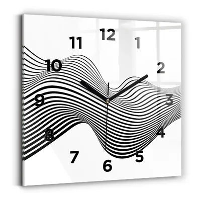 Produktbild von Wallfluent Wanduhr – Stilles Quarzuhrwerk - Uhr Dekoration Wohnzimmer Schlafzimmer Küche - Zifferblatt - schwarze Zeiger - 30x30 cm - Schwarz-schwarze Kunst