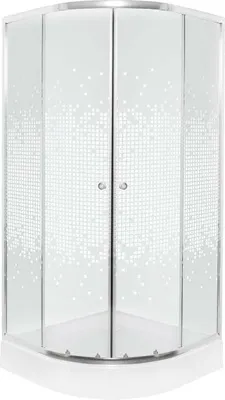 Produktbild von Kerra Pixel 80x80 White Duschkabine mit Duschwanne, 4mm, ESG Sicherheitsglas, weiß Profile, transparent mit Dekor