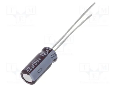 Produktbild von 10x Kondensator: elektrolytisch 12uF THT geringe Impedanz 50VDC UPM1H120MDD1TD Ele