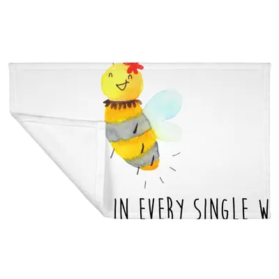 Produktbild von Mr. & Mrs. Panda Handtuch Biene Blume - Weiß - Geschenk, Hummel, frottee, Flauschtuch, kleines, Händehandtuch, 50x100
