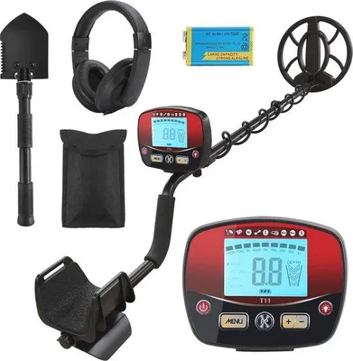 Productafbeelding van Famanu metaaldetector voor volwassenen - Waterdicht, hoge precisie, LCD-display, 5 modi, inclusief schop en draagtas