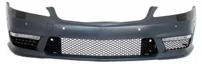 Zdjęcie produktu dla Przedni zderzak do samochodu Mercedes S-Klasse W221, rocznik 2005-2012, styl S63 S65, z wbudowanymi światłami LED do jazdy dziennej (DRL).