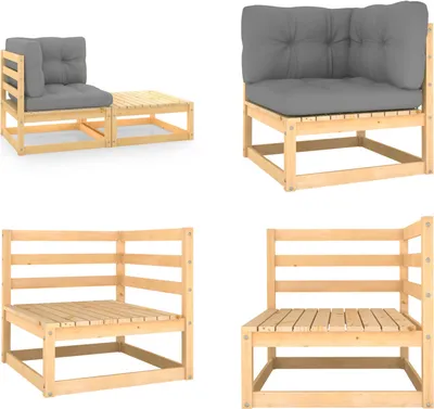 Produktbild von vidaXL 2 tlg. Garten Lounge Set mit Kissen Kiefer Massivholz - Garten-Lounge-Set - Garten-Lounge-Sets - Holz-Loungemöbel - Holz-Gartenmöbel