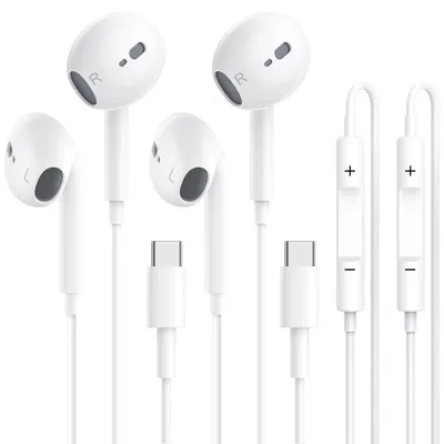 Obrázek produktu pro Sluchátka s kabelem USB-C pro modely 17, 16, 15, balení 2 kusy, sluchátka do uší s kabelem