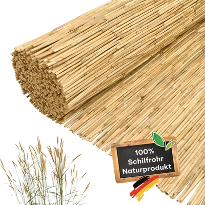 Produktbild von Schilfrohrmatte Sichtschutz in 12 Größen | 120x600 cm | Sichtschutzmatte aus Schilfrohr für Balkon, Garten und Terrasse | natürlicher Zaun Sichtschutz