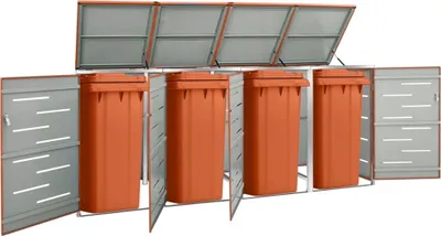 Image de Box pour poubelles pour 4 tonnes 276,5x77,5x115,5 cm acier inoxydable