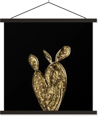 Produktbild von MuchoWow® Textilposter Kaktus - Gold - Pflanzen 60x60 cm mit schwarzem Rahmen - Posteraufhänger