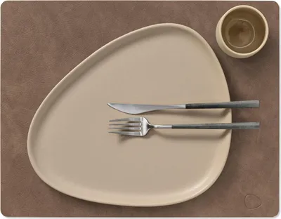 Productafbeelding van LIND DNA Placemats Nupo - Leer - Brown / Sand - dubbelzijdig - 45 x 35 cm - 2 Stuks