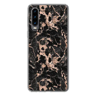 Produktbild von MuchoWow® Handyhülle Schutzhülle Hülle für Huawei P30 Marmor - Rose - Muster - Chic Silikon Softcase Handy Hülle - Kartenbesitzer