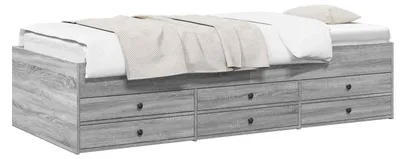 Immagine prodotto di Struttura letto con contenitore, grigio Sonoma, 80 x 200 cm, materiale derivato dal legno