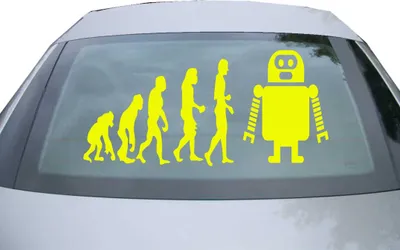 Produktbild von Indigos UG - Aufkleber Heckscheibe & Motorklappe DE7109 - neongelb - 600x284 mm - Evolution Roboter - Auto Scheiben Fenster Heckklappe Tuning Racing JDM - Die cut