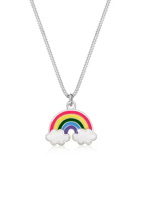 Produktbild von Elli Halskette Kinder Regenbogen Wolke Emaille Happy 925 Silber Silber