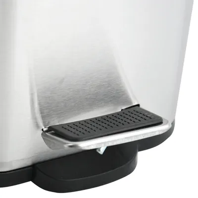 Image de Spirella Seau à cosmétique 5 litres en inox avec abaissement automatique et seau intérieur "Erik" Poubelle de salle de bains Softclose Poubelle argentée en bambou