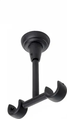 Produktbild von MDEKOR Gardinenstange Halterung Decke -Befestigung Schwarz Matt für 19 mm 2-läufig Gardinenstange, Vorhangstange Halterung, Deckenträger R-TYP Abstand kürzbar