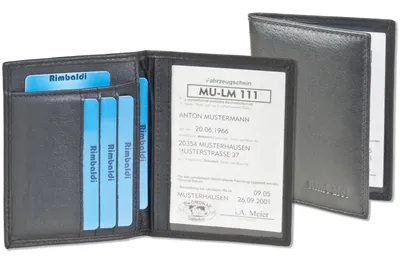 Produktbild von Rimbaldi® Lederetui für den alten Personalausweis und den KFZ-Schein aus weichem, naturbelassenem Rindsleder in Schwarz