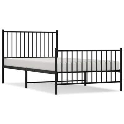 Produktbild von Bettgestell mit Kopf- und Fußteil Metall Schwarz 100x200 cm