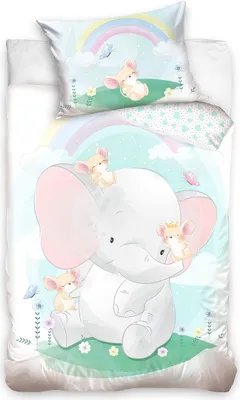 Zdjęcie produktu dla Pościel dziecięca słoń 100x135 cm + 40x60 cm