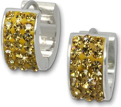 Image de Amello Boucles d'oreilles dames en acier inoxydable Créoles ambre zircon argent ESOS01Y