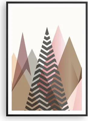 Produktbild von Gerahmtes Poster - Schwarzer Rahmen - Berge Dreiecke Abstraktion - 70x100 cm - Wand Bild - Wanddeko - Wandbilder - Kunstposter - Wandposter - Bilderrahmen - Bilder - Kunstdruck - P2BPA70x100-4402