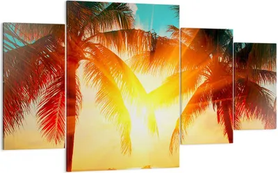 Produktbild von Bild auf Leinwand - Leinwandbild - Meer Palme Wasser - 160x90cm - Wand Bild - Wanddeko - Wandbilder - Leinwanddruck - Bilder - Kunstdruck - Wanddekoration - Leinwand bilder - Wandkunst - DL160x90-4018