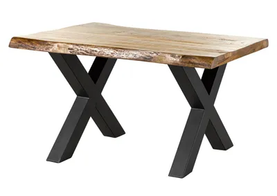 Immagine prodotto di MASSIVMOEBEL24 | FREEFORM 5 tavolo da pranzo in legno di mango - verniciato natur / gambe in ferro X antracite matt 140x90