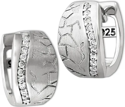 Produktbild von SilberDream Damen Ohrringe Welle Zirkonia weiß Creolen 925 Silber D2SDO4308W