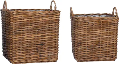 Imagen del producto de Cesta para Plantas 2 uds. Madera Natural Ratán Kubu