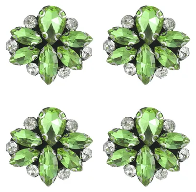 Produktbild von Perlenapplikationen - 4 Stück Glas Kristall Strass Aufnäher - Zum Aufnähen - Hellgrün