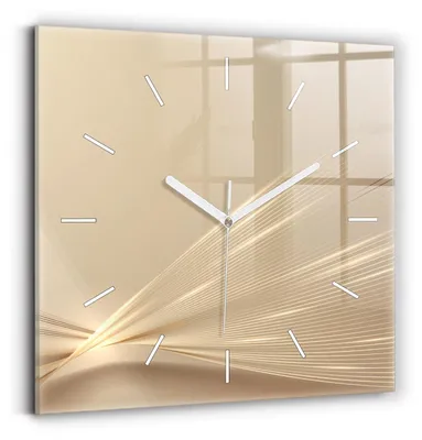 Produktbild von Wallfluent Wanduhr – Stilles Quarzuhrwerk - Uhr Dekoration Wohnzimmer Schlafzimmer Küche - Zifferblatt mit Striche - weiße Zeiger - 30x30 cm - Abstraktes Licht
