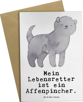 Produktbild von Mr. & Mrs. Panda Grußkarte Affenpincher Lebensretter - Weiß - Geschenk, spruchkarte, weihnachtskarten, hochzeitskarten, babykarte, Grußkarten, osterkarte