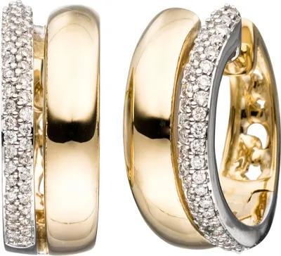 Produktbild von Paar Ohrringe Creolen mit 86 Diamanten Brillanten 585 Gold Gelbgold rhodiniert
