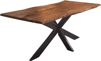 Produktbild von Esstisch Baumkante Akazie nussbaumfarben 240 x 100 cm Spider-Gestell schwarz TABEA