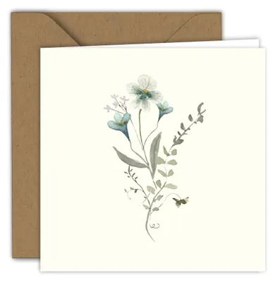 Faltkarte Blumenmotiv mit Schmetterling 15x15 cm inkl. Umschlag