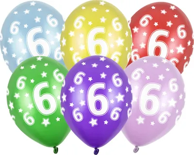 Produktbild von Luftballons 30cm, 6. Geburtstag, Metallic Mix (1 Packung / 6 Stück)