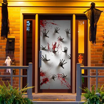 Produktbild von Halloween-Spukhaus-Dekoration, Fenster- und Türabdeckung, Zombie-Hände, Innen- und Außendekoration (182,9 x 76,2 cm), Fenster- und Wandabdeckung, Innen- und Außendekoration