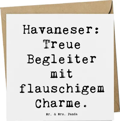 Produktbild von Mr. & Mrs. Panda Glückwunschkarte Spruch Havaneser Charme - Weiß - Geschenk, liebevoller Wesen, Intelligenz, Grußkarte, Haltung, Hunderassen, doppelkarte, Klappkarte