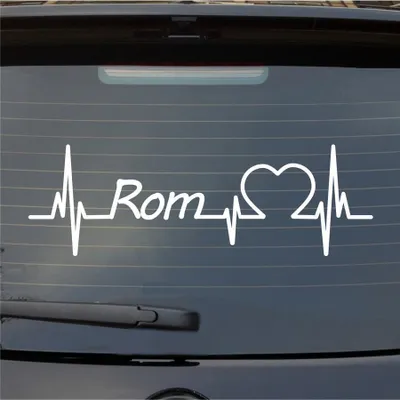 Produktbild von Heckscheibenaufkleber Rom Herzschlag Puls Stadt Liebe 55x18 cm Weiss Glanz Auto Aufkleber Sticker