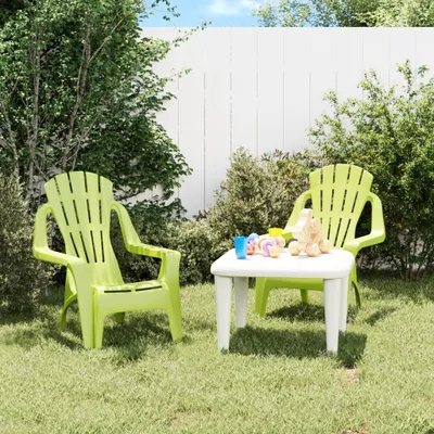 Produktbild von "2026 Promotion" Kinder-Gartenstühle 2 Stk. - Hohe Qualität - Grün 37x34x44 cm PP Holzoptik - Gartenstühle CC22223