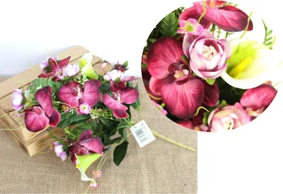 Zdjęcie produktu dla bukiet mieszany STORCZYK, KALIA wys. 47 cm 9 łodyg (kwiaty 2,5-10 cm) RÓŻOWY cieniowany MZ-310C