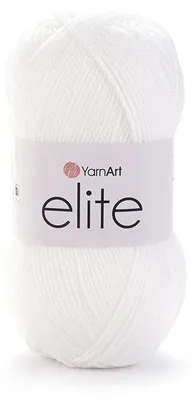 Produktbild von YarnArt Elite 150 Acrylgarn Weiß 100g/300m weich & leicht für Decken & Amigurumi