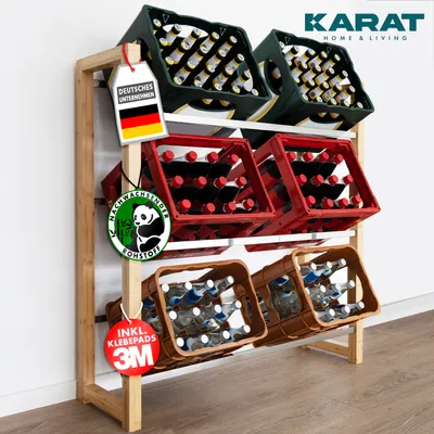 Produktbild von Bambus-Flaschenkastenständer Flash in 2 Größen erhältlich 112 x 106 x 32 cm