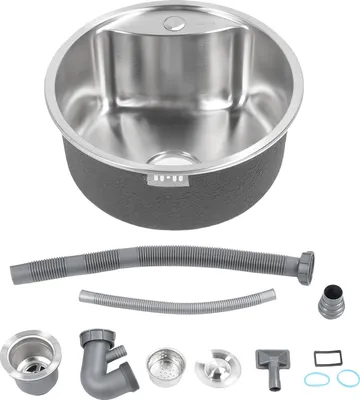 Immagine prodotto di Lavello tondo da bar, 45 x 45 x 20 cm, vasca singola in acciaio inox 304 con foro per rubinetto per cucina e bagno