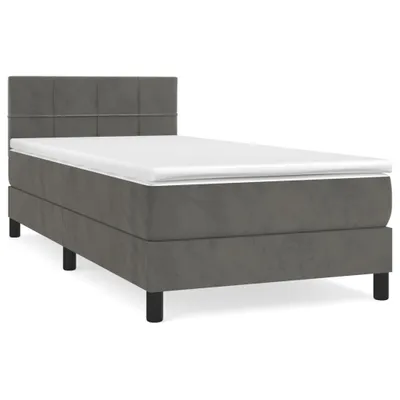 Immagine prodotto di vidaXL Letto a molle con materasso grigio scuro 100x200 cm in velluto