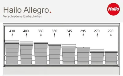 Zdjęcie produktu dla Kosz na śmieci Hailo 3201625 Allegro 270 wkład 4x 6,5 litra jasnoszary