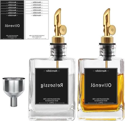 Produktbild von Famanu Öl- und Essigflaschen-Set für die Küche - 280 ml - Goldene Ölflasche