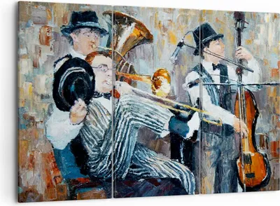 Produktbild von Bild auf Leinwand - Leinwandbild - Jazz Musik Musiker - 105x70cm - Wand Bild - Wanddeko - Leinwanddruck - Bilder - Kunstdruck - Wanddekoration - Leinwand bilder - Wandkunst - CE105x70-3422