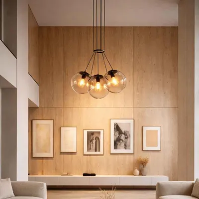 Produktbild von s.luce Orb Cluster Glaskugel Galerieleuchte Hängeleuchte 3-flammig Galerielampe Gold Verlauf Ø 40cm Rund, Länglich