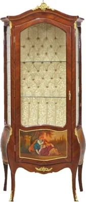 Produktbild von Casa Padrino Barock Vitrine Model Mahagoni Braun / Gold H 190 cm, B 85 cm - Vitrinenschrank - Wohnzimmerschrank