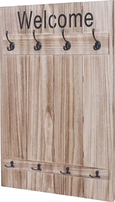 Zdjęcie produktu dla Szafa ścienna HWC-C89 Welcome, Panel do szatni, Shabby-Look Vintage, 91x60cm ~ naturbraun